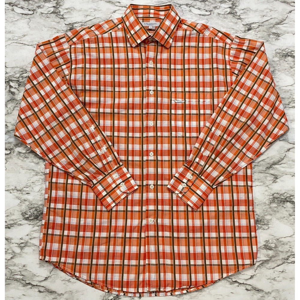 Alex‎ Cannon Rowayton CT Mens Shirt Size L Multicolor Plaid Long Sleeve Pocket